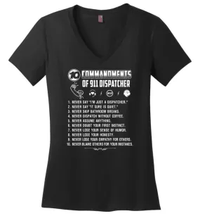 10 Commandments Of 911 Dispatcher Ladies V-Neck