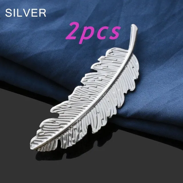 1/2Pcs Fashion Women Leaf Feather Hair Clip Hairpins Girls Headband Barrette Bobby Pin Festival Hair Accessories Gold Silver