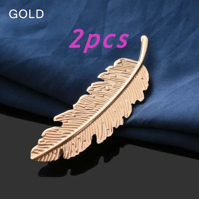 1/2Pcs Fashion Women Leaf Feather Hair Clip Hairpins Girls Headband Barrette Bobby Pin Festival Hair Accessories Gold Silver