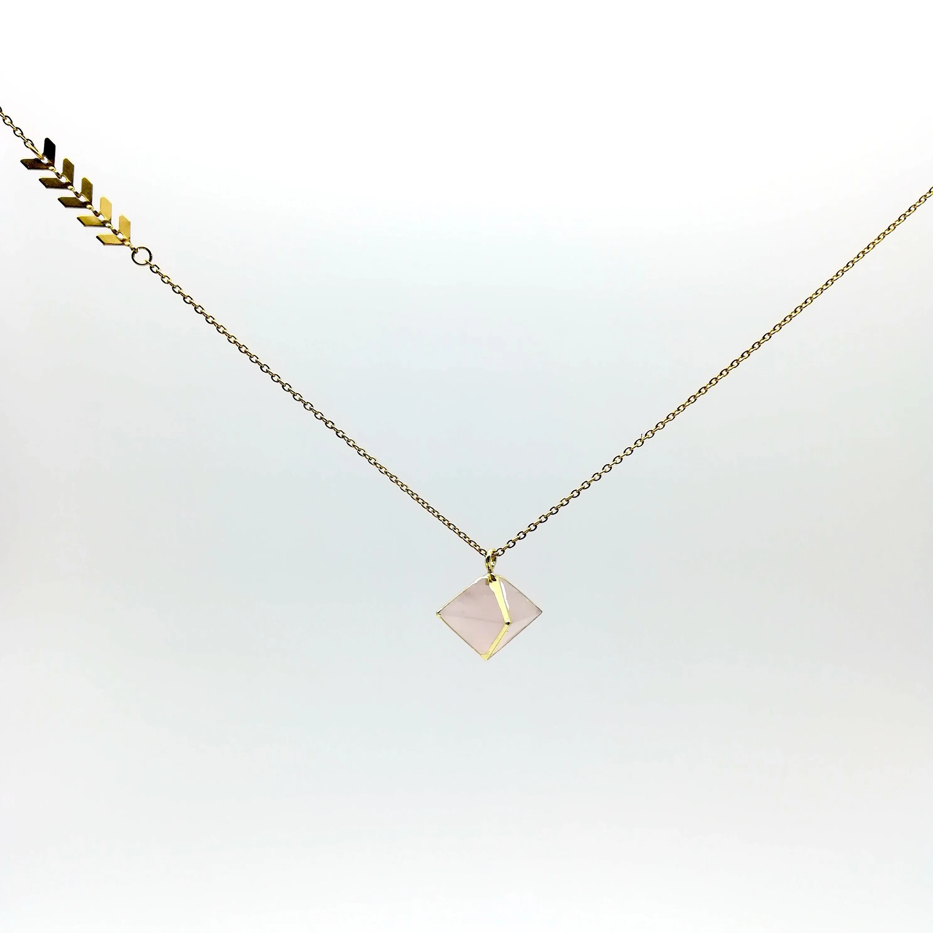 18 carat gold plated - Desert Rose - necklace - Rose Quartz