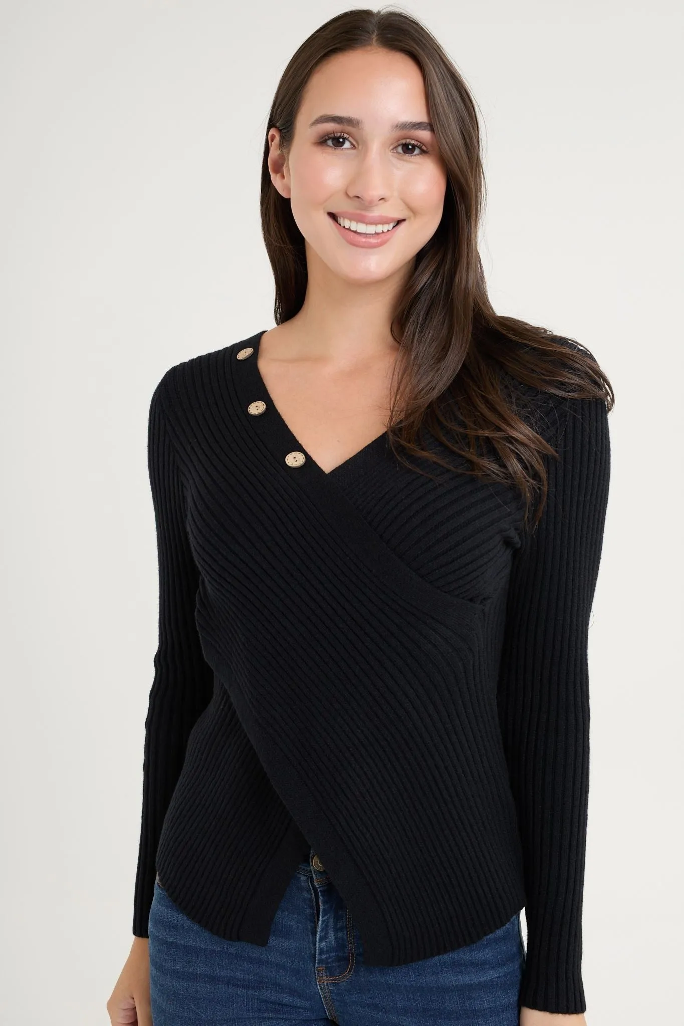 2-tone V-neck knit