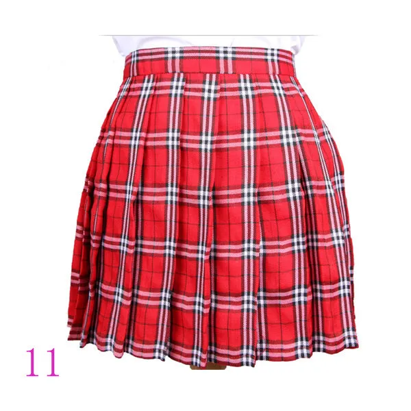 2017 Hot Midi Pleated Women Skirts High Waist Red A-Line Short Skirts Uniforms School Tartan Plaid Skirt Saias