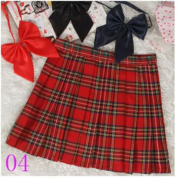 2017 Hot Midi Pleated Women Skirts High Waist Red A-Line Short Skirts Uniforms School Tartan Plaid Skirt Saias