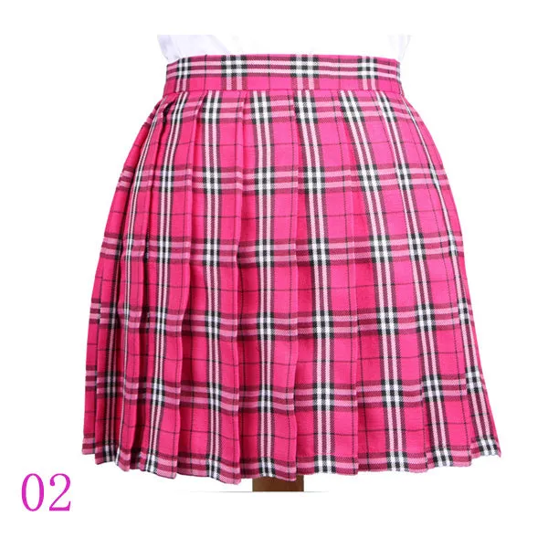 2017 Hot Midi Pleated Women Skirts High Waist Red A-Line Short Skirts Uniforms School Tartan Plaid Skirt Saias