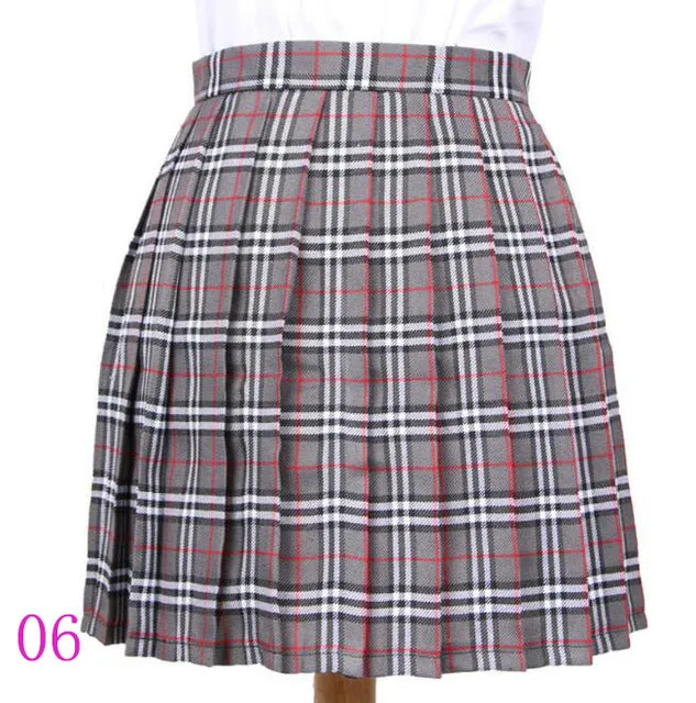 2017 Hot Midi Pleated Women Skirts High Waist Red A-Line Short Skirts Uniforms School Tartan Plaid Skirt Saias