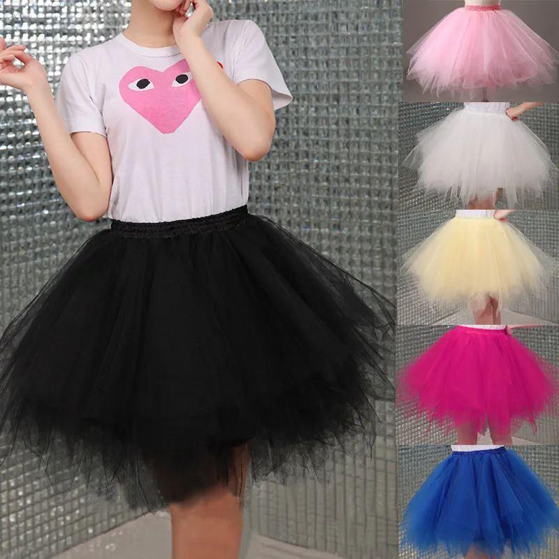 2018 Tulle Skirts Womens High Quality Elastic Stretchy Tulle Teen Layers Summer Womens Adult Tutu Skirt  Pleated Mini Skirts