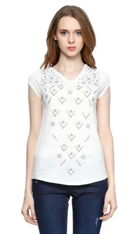 39314 Embellishment Top - White