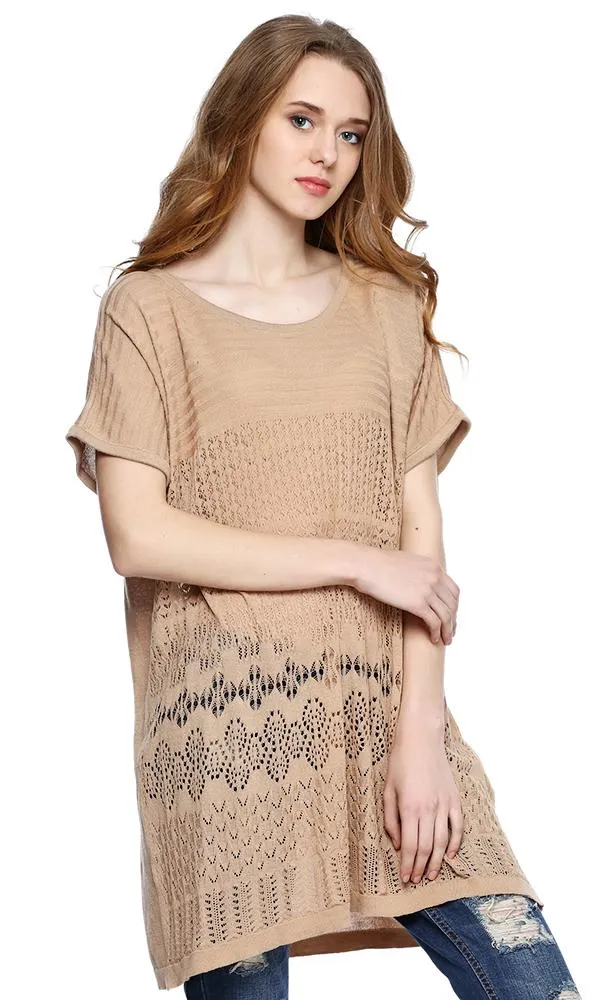 39776 Open Work Top - Beige