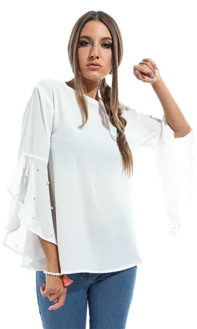 48669 Women Long Sleeve Shirt - Off White