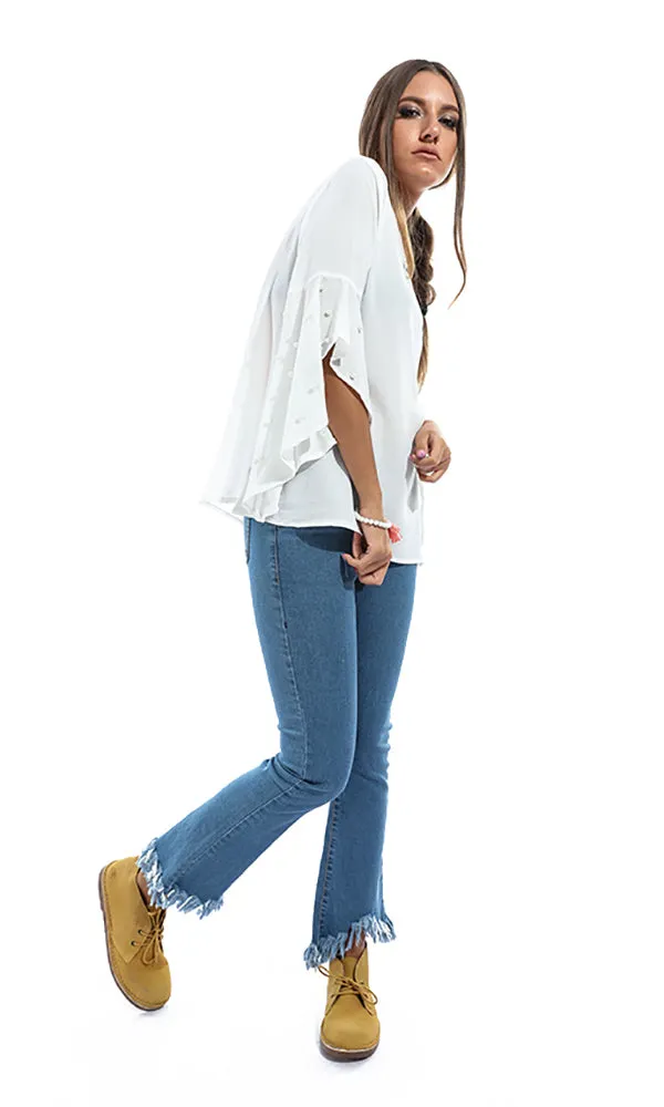 48669 Women Long Sleeve Shirt - Off White