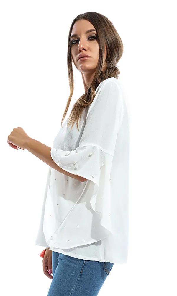 48669 Women Long Sleeve Shirt - Off White