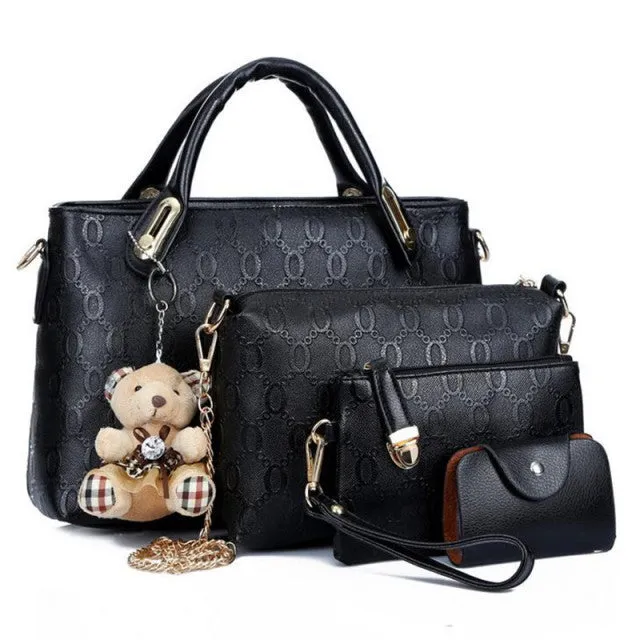 4pcs/Set Luxury Designer PU Leather Handbag