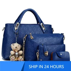 4pcs/Set Luxury Designer PU Leather Handbag