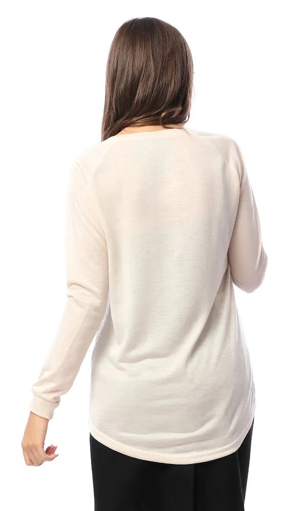 54201-Women Long Sleeve T-Shirt-L.Beige