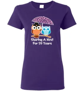 59 Years Wedding Anniversary Gifts Valentine's Day Women Tee