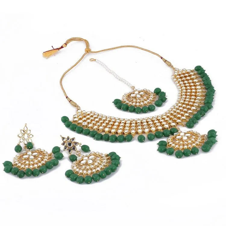 Alloy Choker Necklace Set in Green