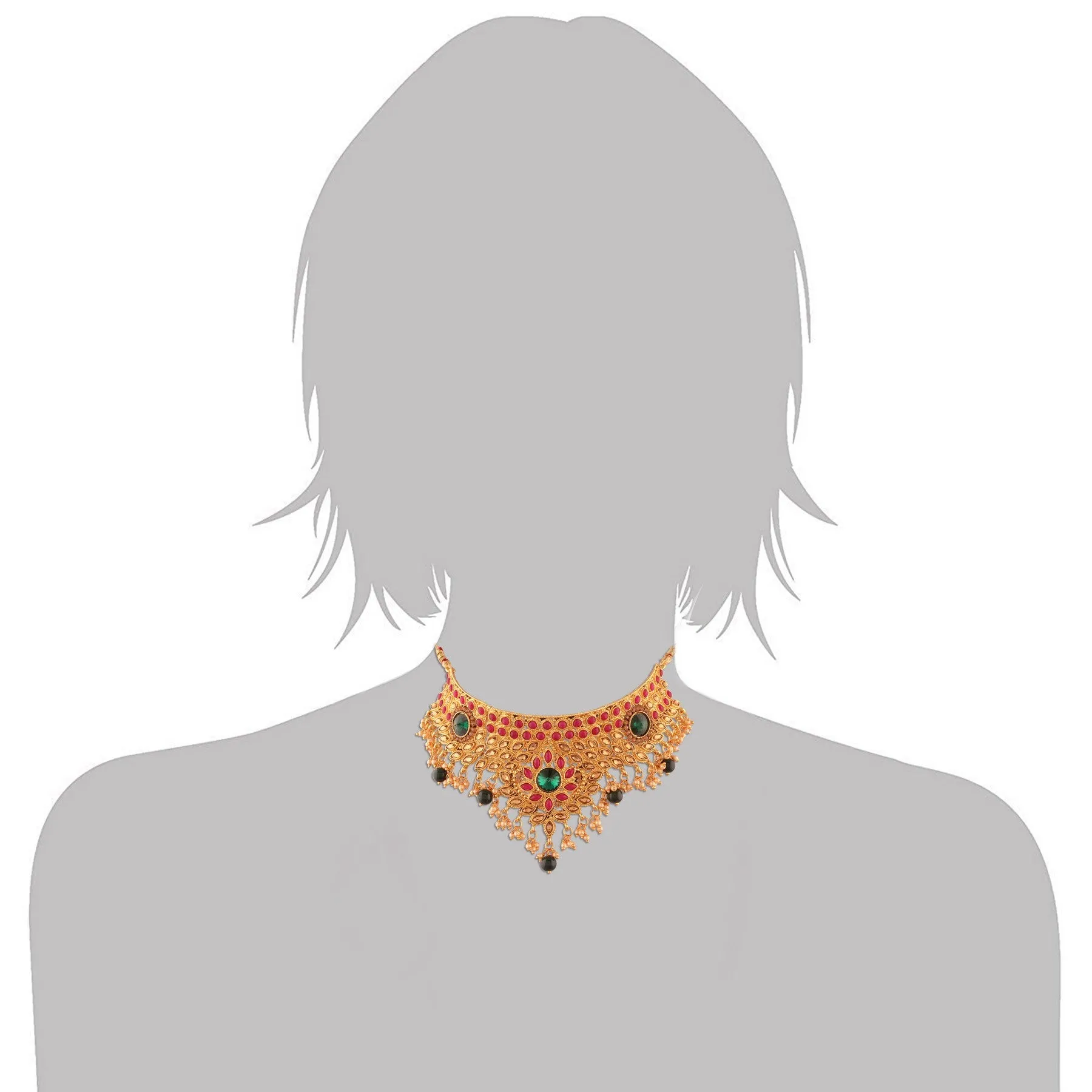 Alloy Choker Necklace Set with Maang Tikka