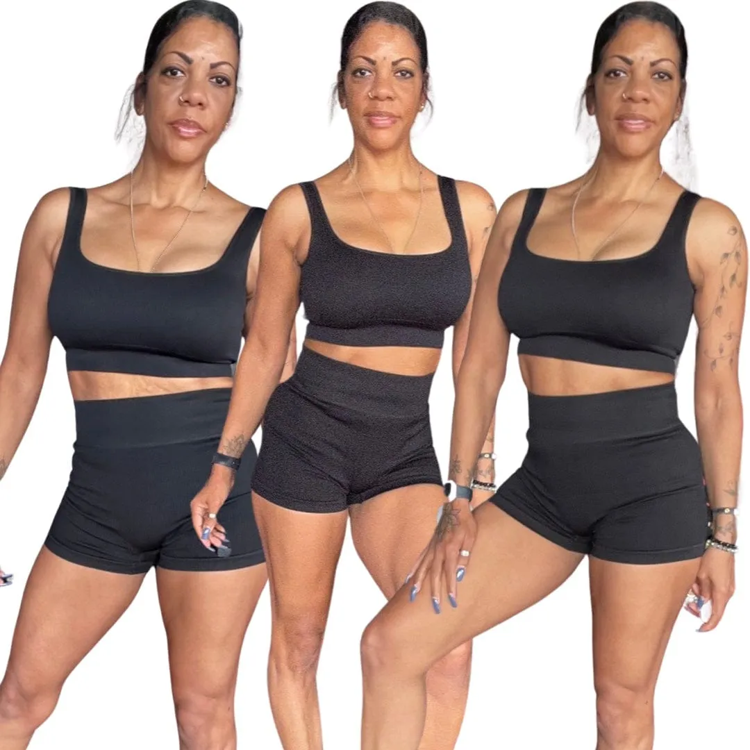 Alpha C Apparel Workout 2 Piece Seamless Ribbed High Waist