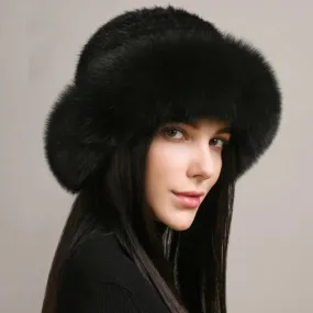 andmade Knitted Mink & Fox Fur Hat for Women