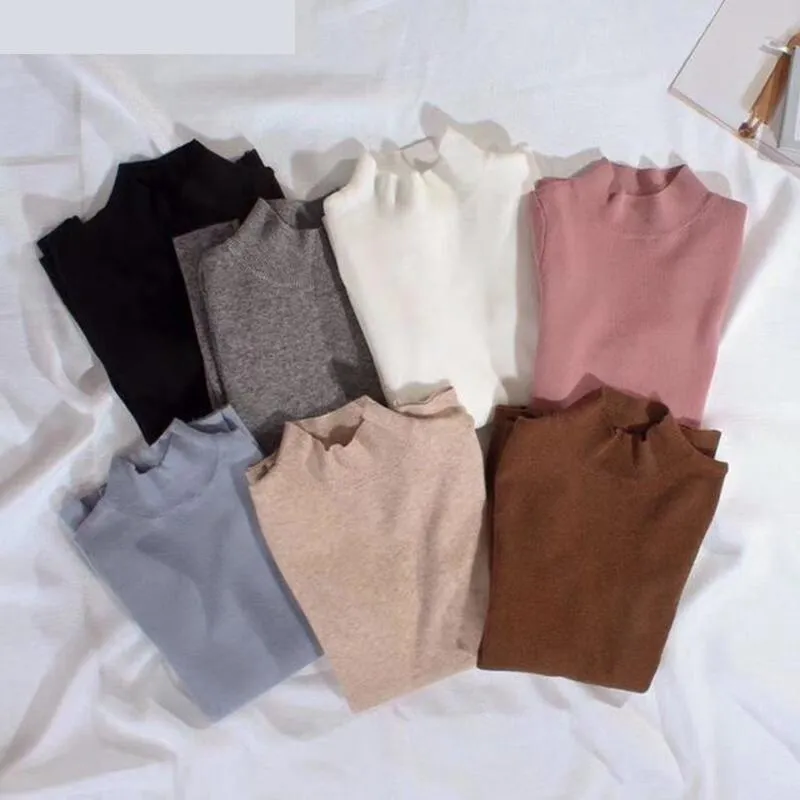 Autumn Winter Cashmere Knitted Women's Turtleneck Pullover Sweaters