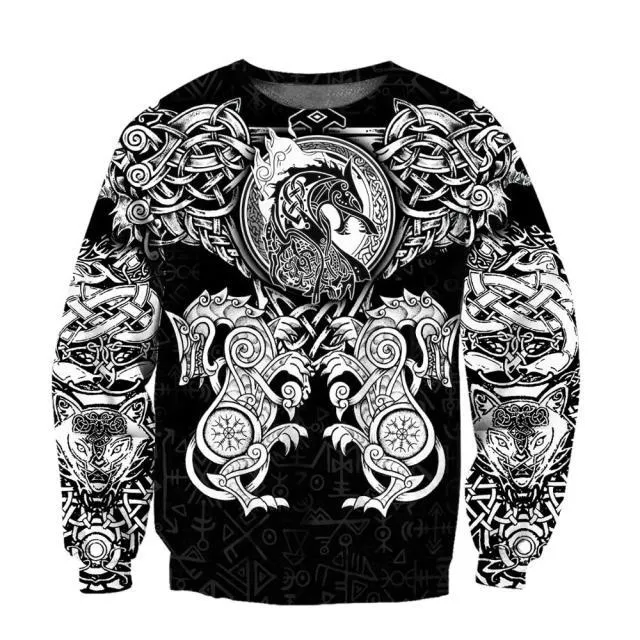 Beautiful Viking Wolf 3D All Over Printed Fashion Hoodies for Men and Women