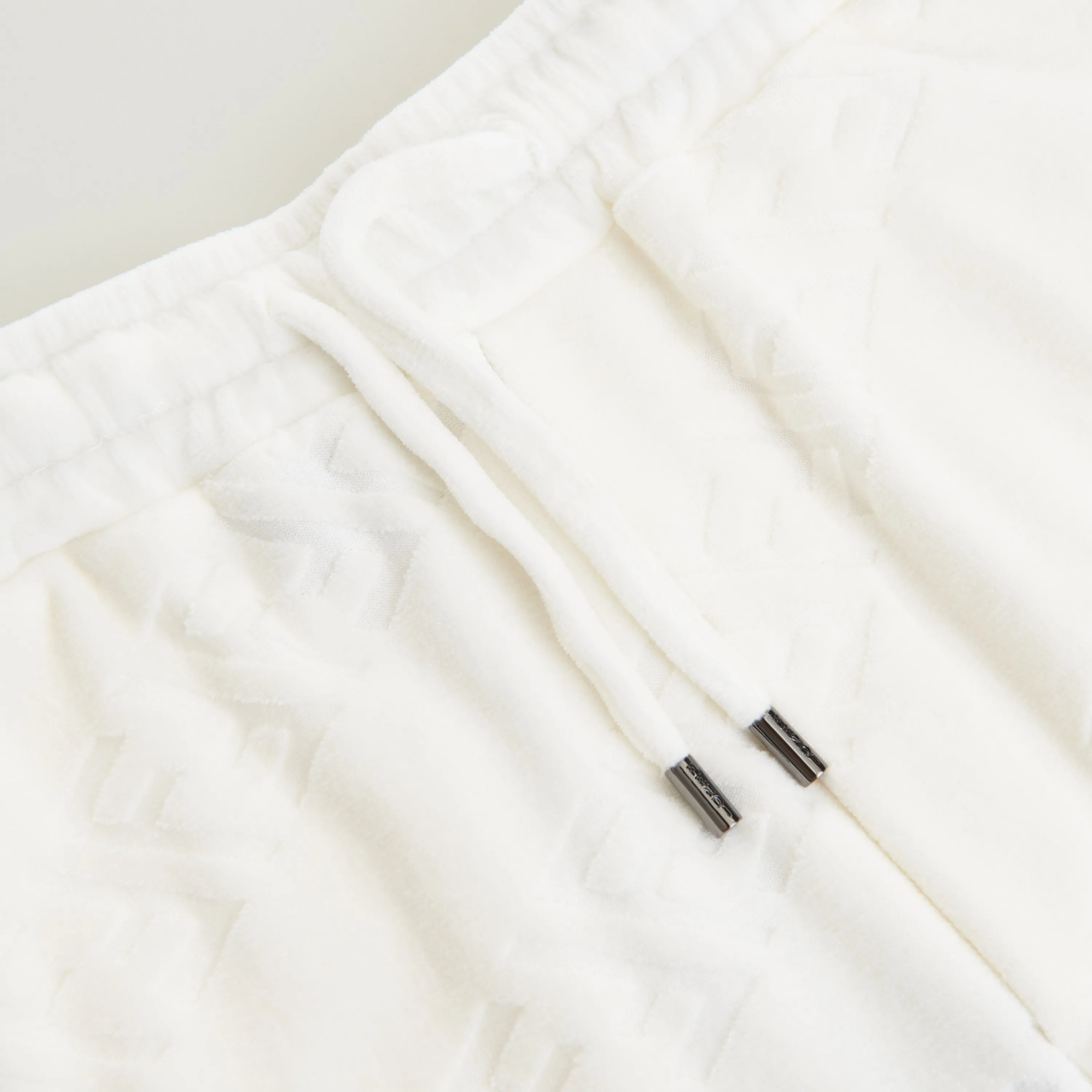 Bermuda Pants With Diagonal 3D Effect FF Motif In White Chenille