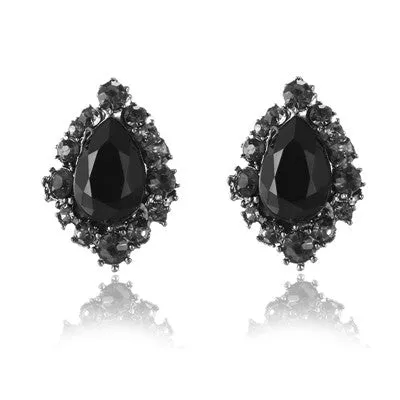 Black Blue Rhinestone Dangle Earring Luxury Wedding