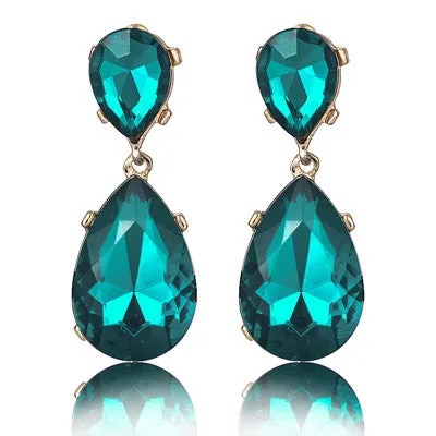 Black Blue Rhinestone Dangle Earring Luxury Wedding