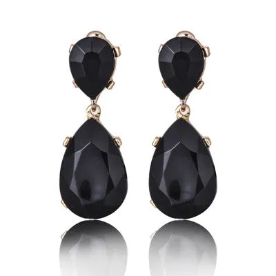 Black Blue Rhinestone Dangle Earring Luxury Wedding