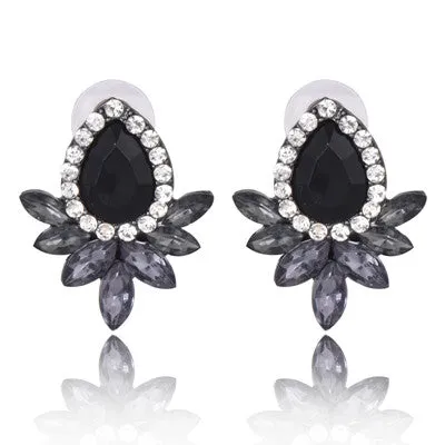 Black Blue Rhinestone Dangle Earring Luxury Wedding