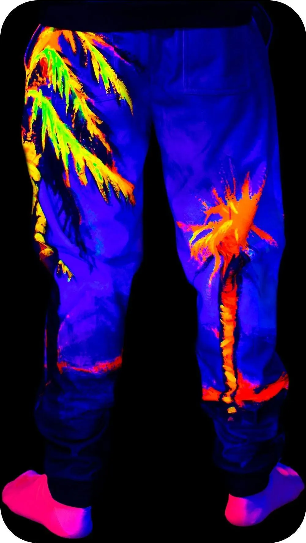 Blacklight Sweatpants Designed Blacklight Glow Hawaii Palms