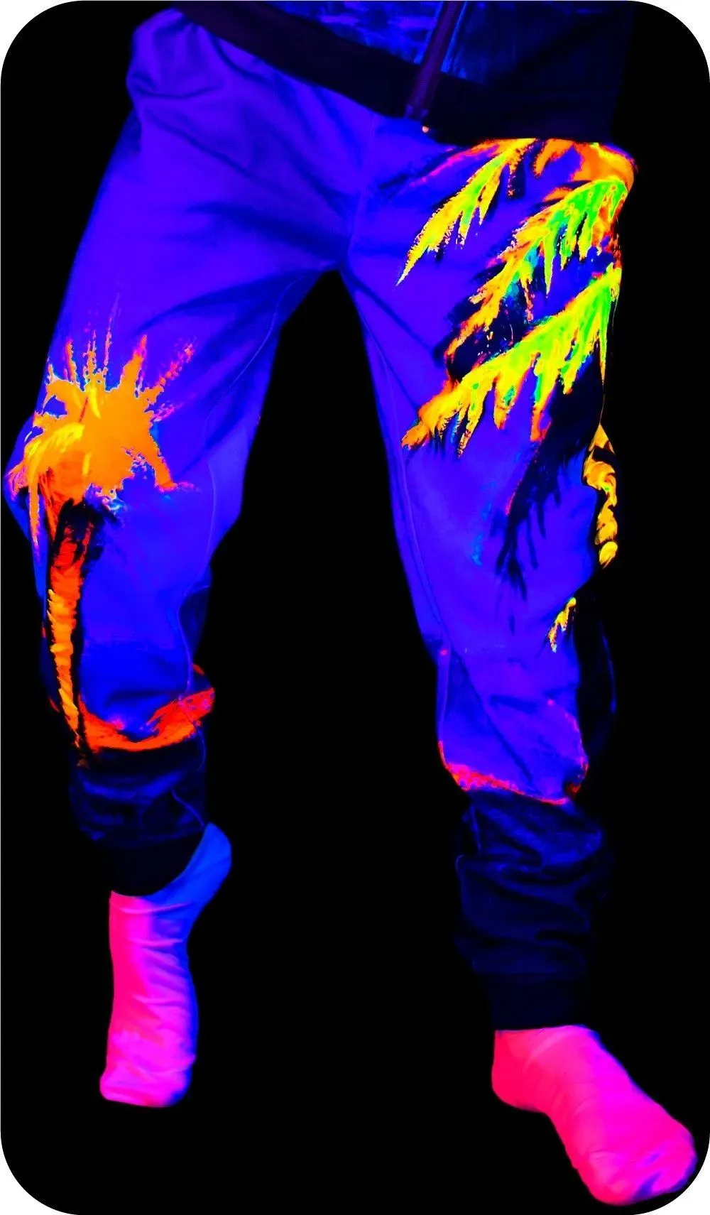 Blacklight Sweatpants Designed Blacklight Glow Hawaii Palms