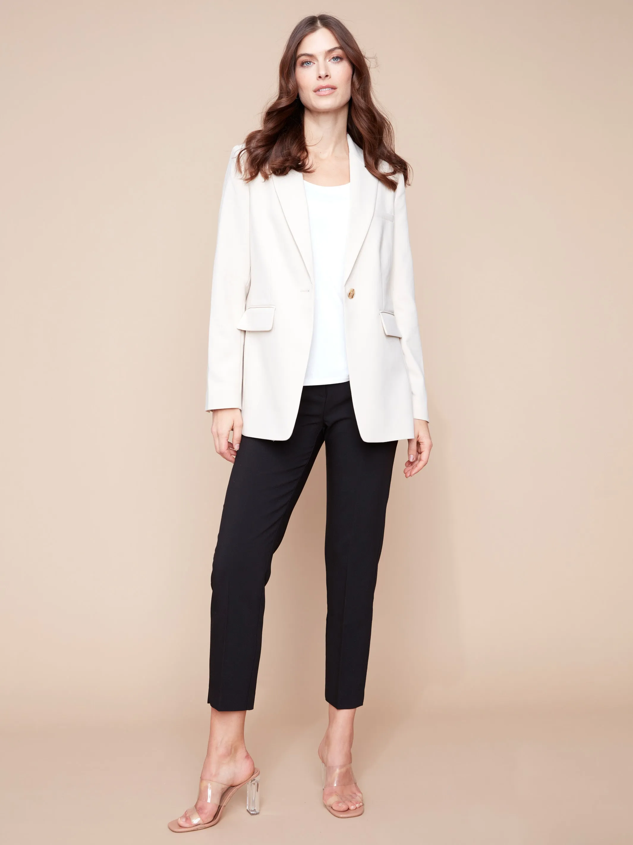 Blazer with Ruched Back - Beige