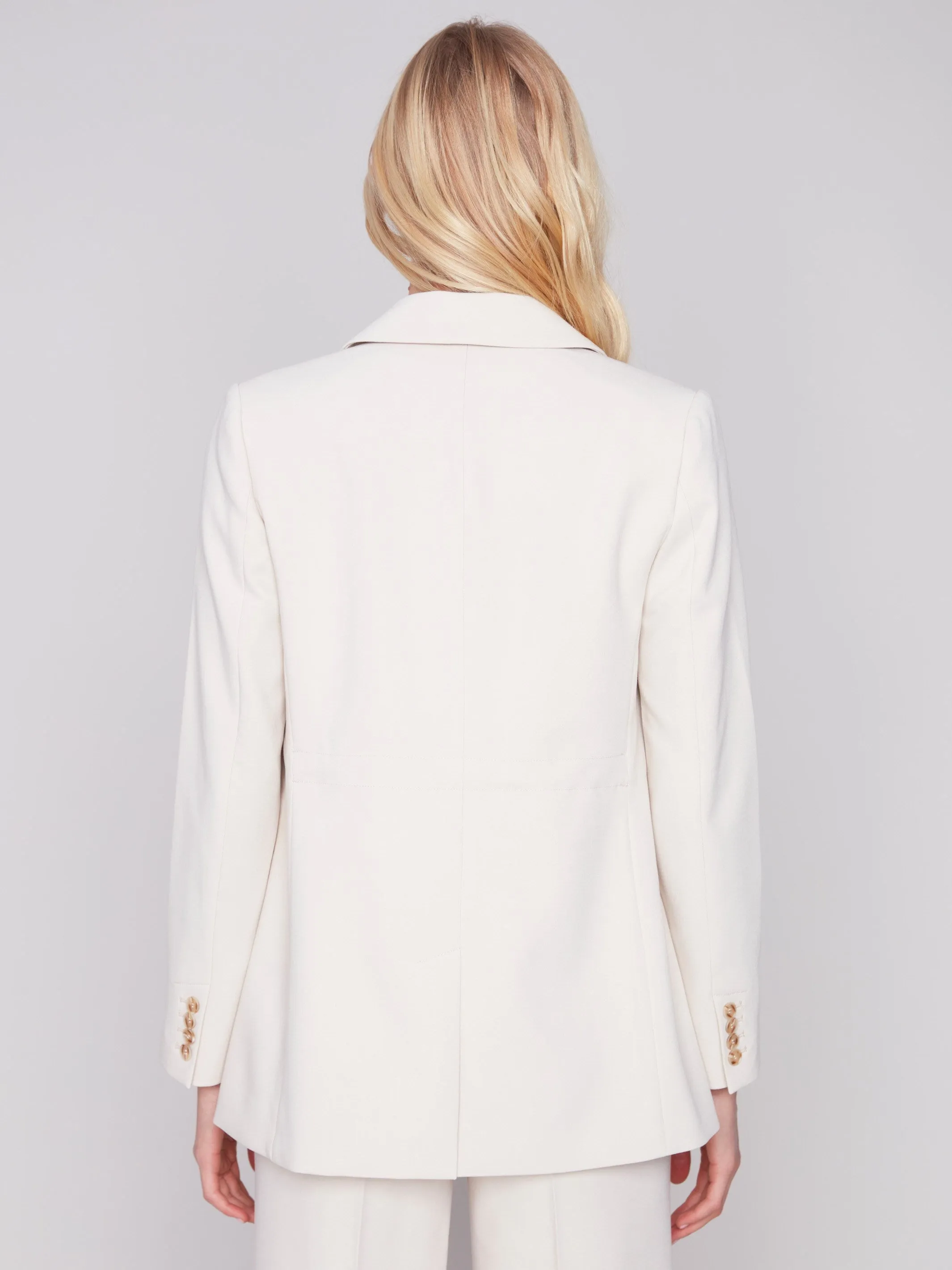 Blazer with Ruched Back - Beige