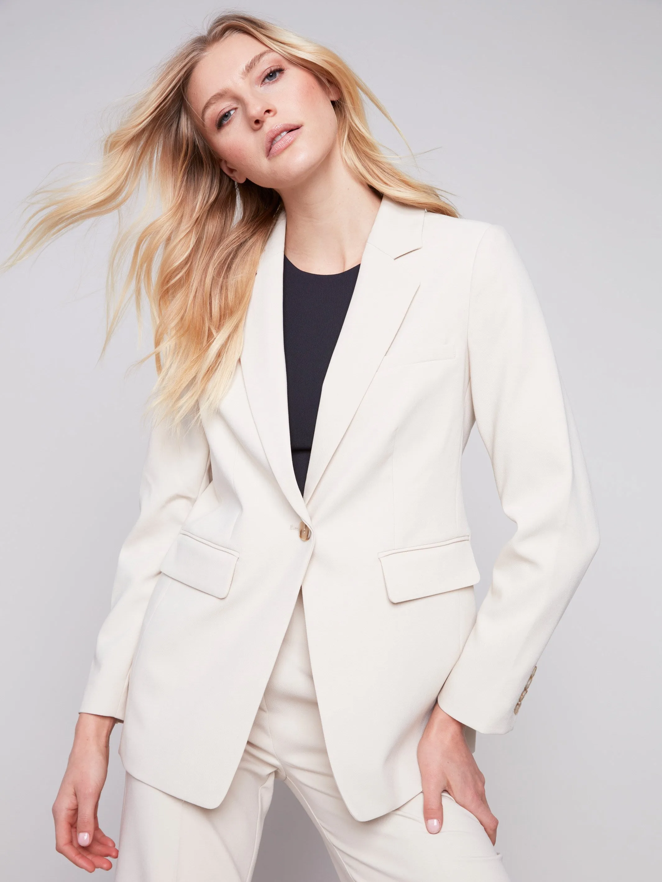 Blazer with Ruched Back - Beige