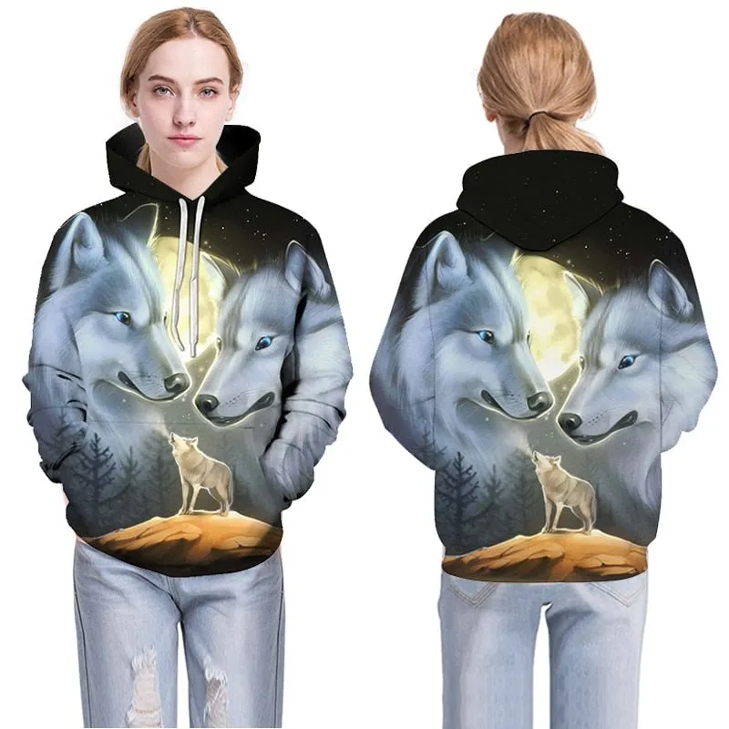 Blue rose Wolf Hoodies Men 3D Sweatshirts Harajuku Hoody Quality Pullover Streatwear Tracksuits hip hop tops