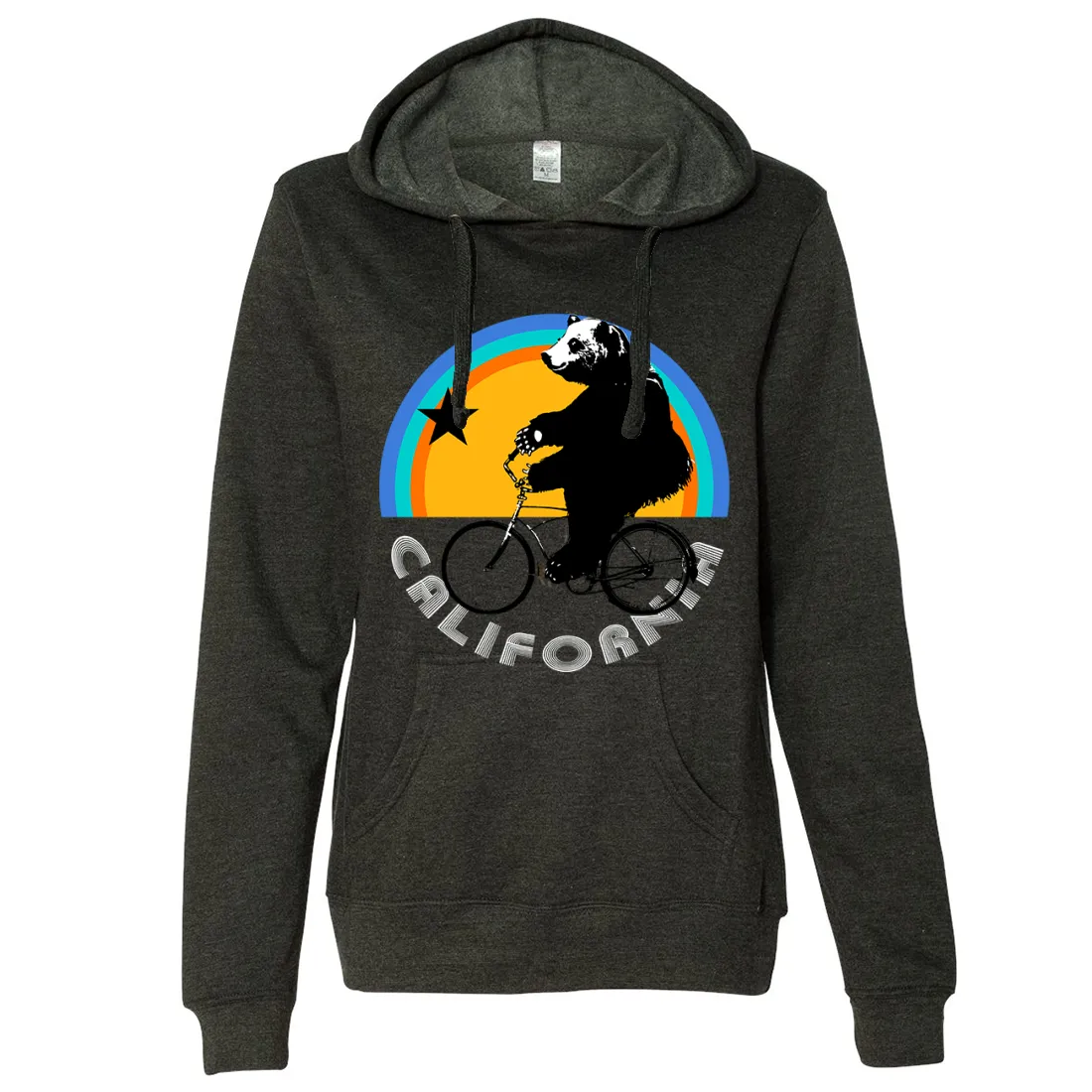 California Bear On Bike Ladies Lightweight Fitted Hoodie