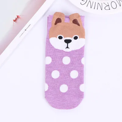 Cartoon Cat dog Animal Women Socks