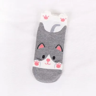 Cartoon Cat dog Animal Women Socks