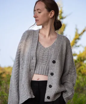 Cashmino Marled Cable Cardigan