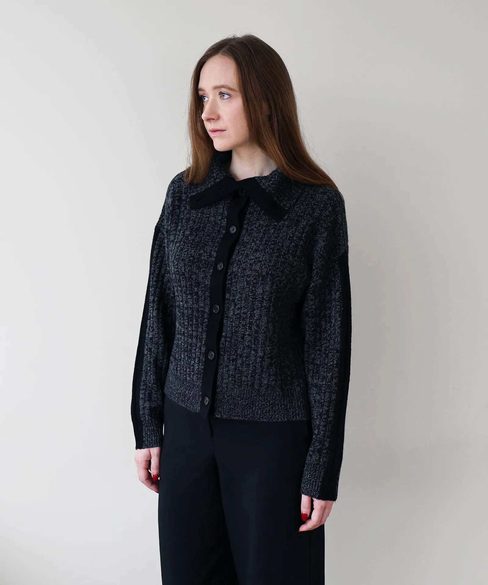 Cashmino Marled Collared Cardigan