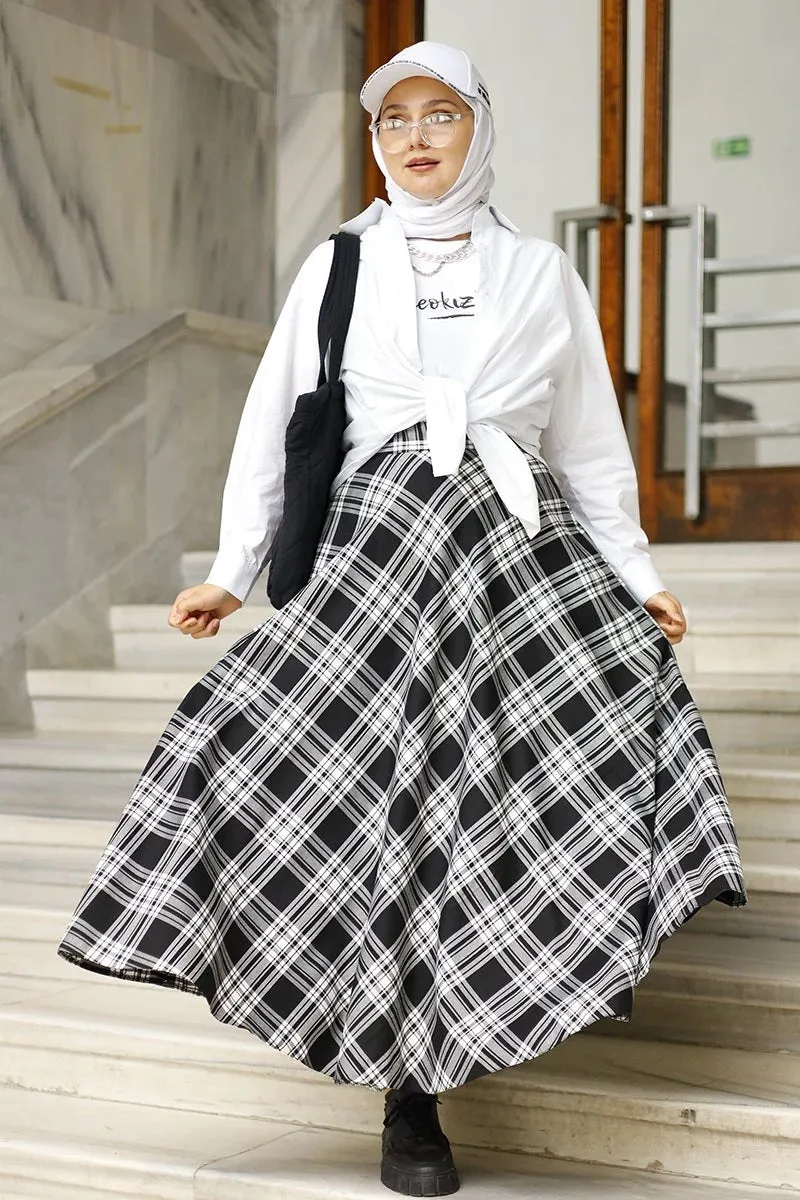 Classic Addition Black And White Skirt - Ceylan Otantik