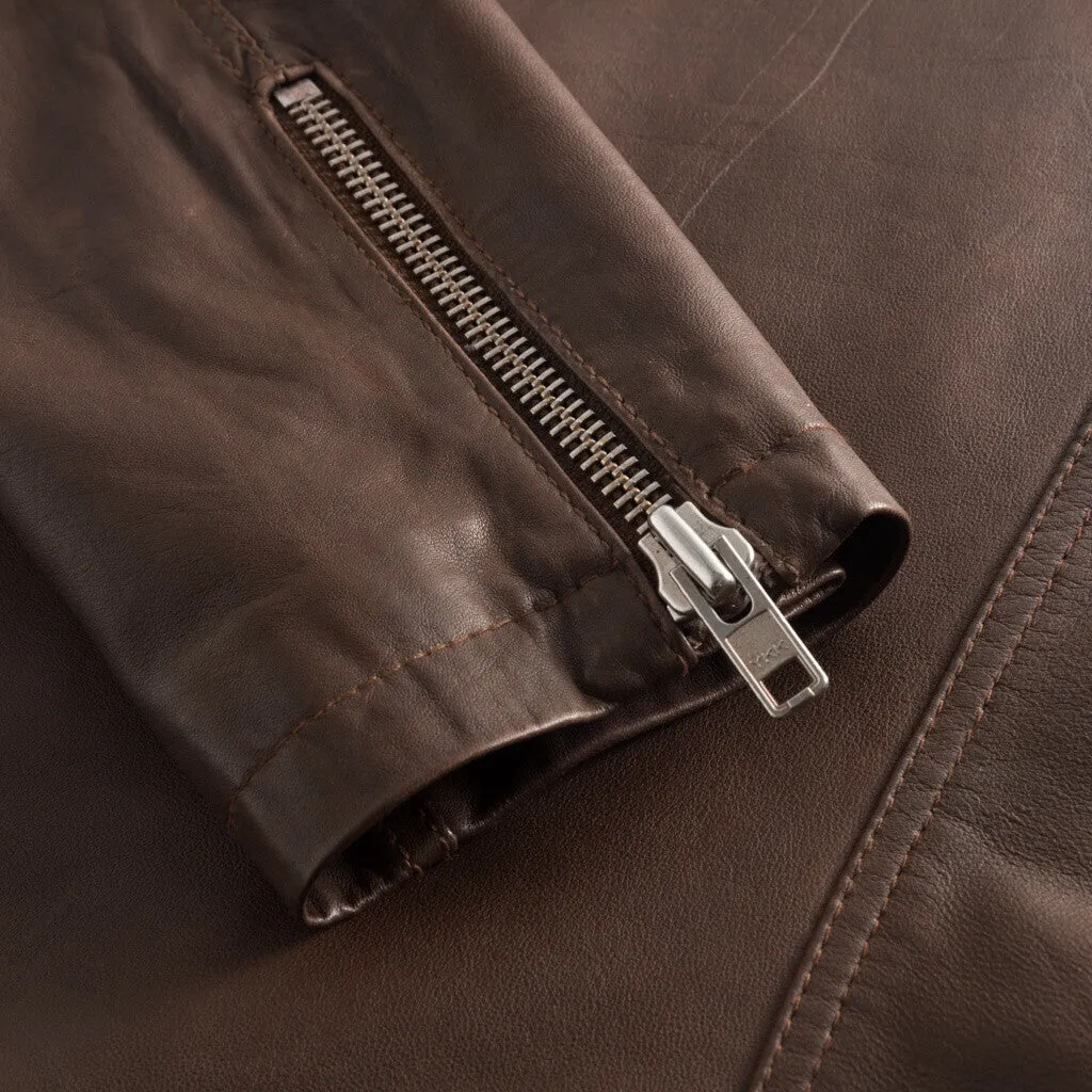 Cool and raw biker jacket in soft quality / 50660 - Cacao