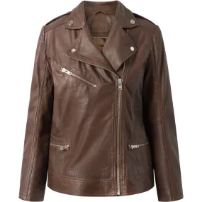 Cool and raw biker jacket in soft quality / 50660 - Cacao