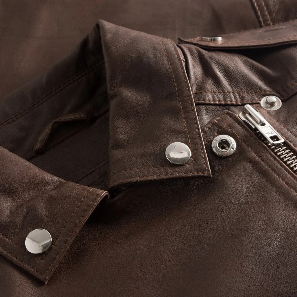 Cool and raw biker jacket in soft quality / 50660 - Cacao