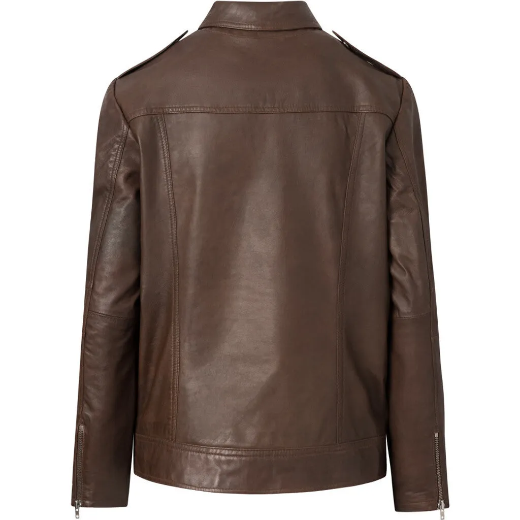 Cool and raw biker jacket in soft quality / 50660 - Cacao