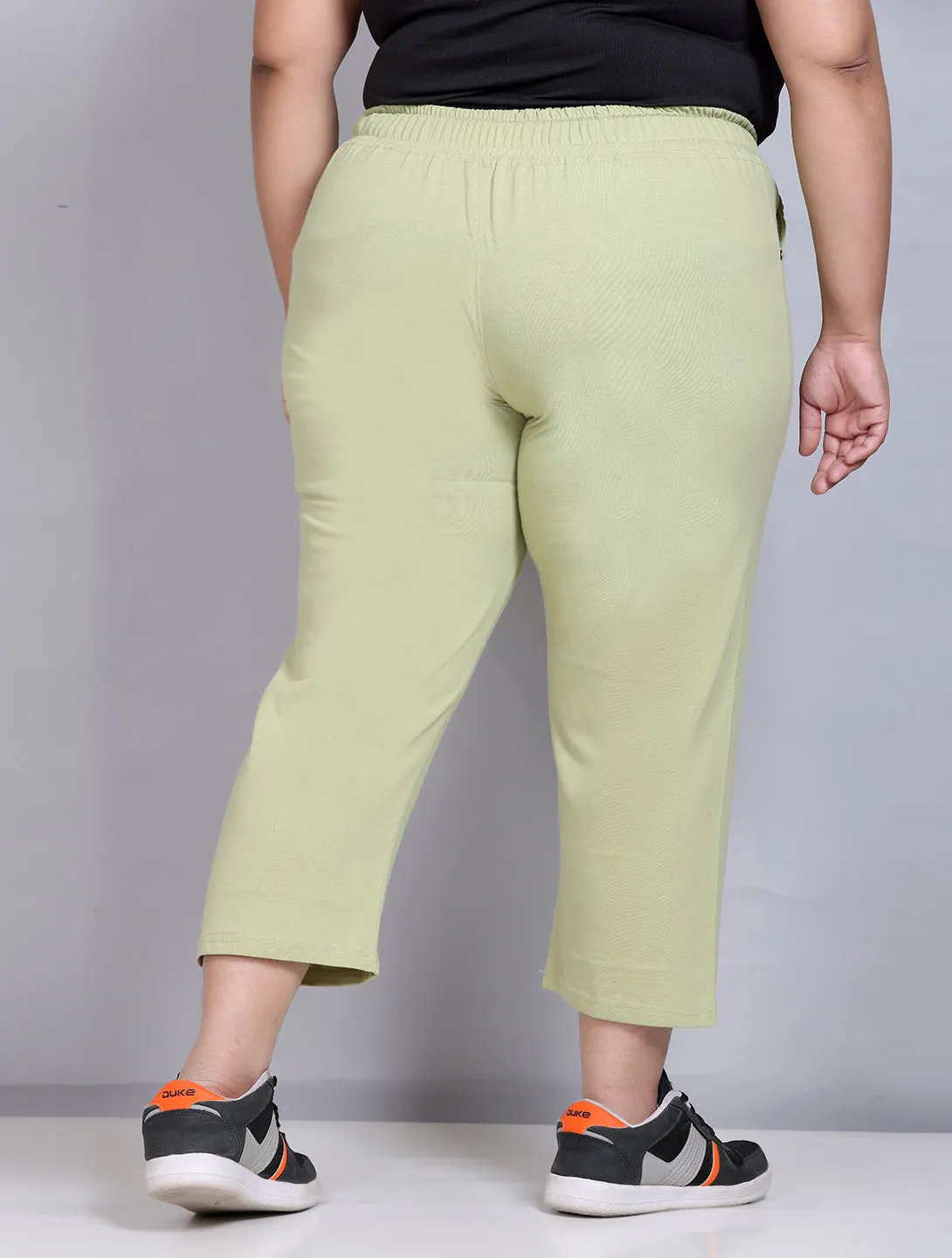 Cotton Capris For Women - Half Capri Pants - Cardamom  Green (3XL-7XL)