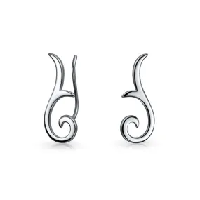 Ear Pin Crawler Climbers Earrings Rose Gold Plated Sterling Silver