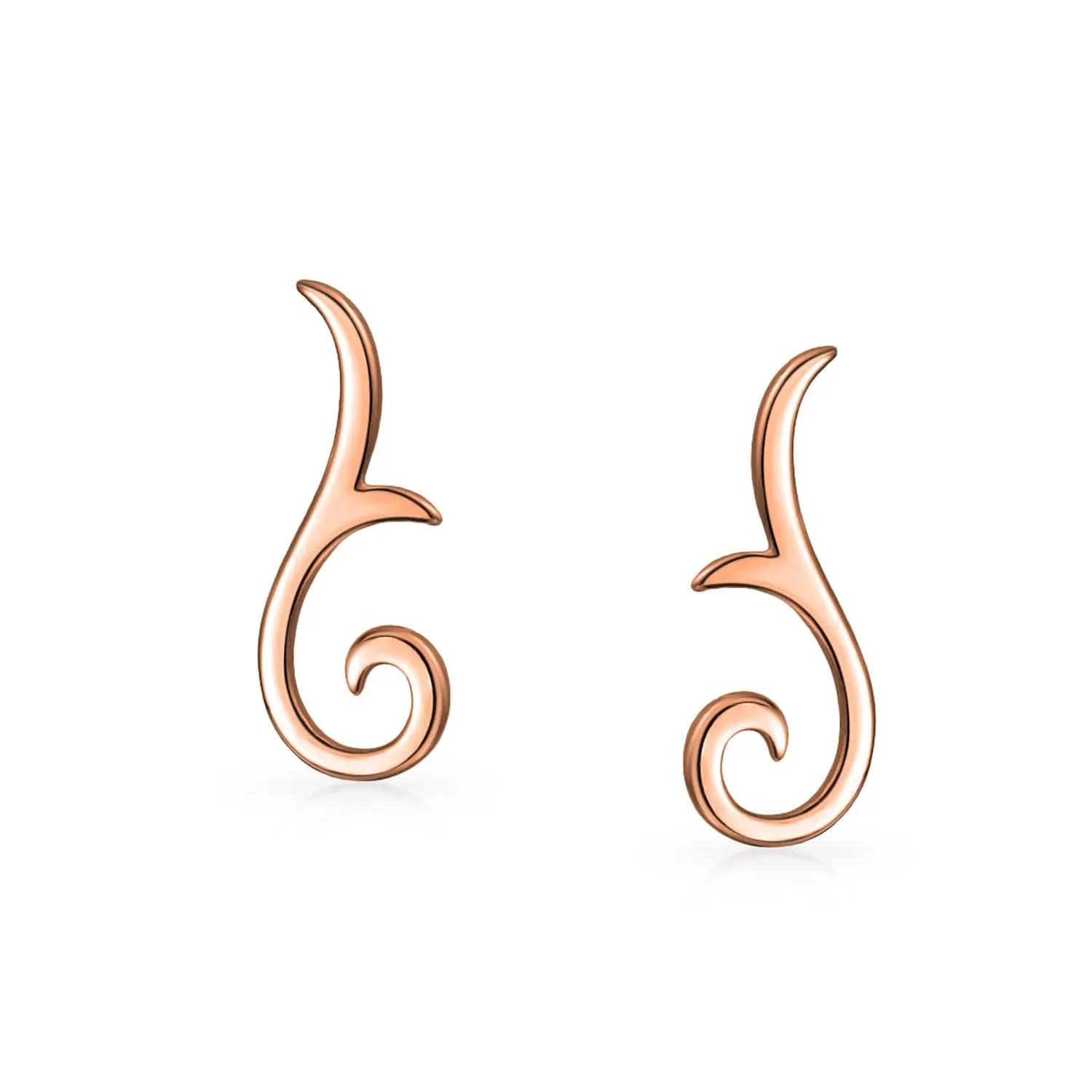 Ear Pin Crawler Climbers Earrings Rose Gold Plated Sterling Silver