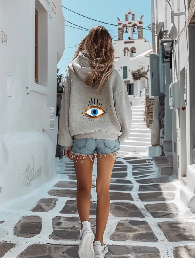 EVIL EYE HOODIE - GREY